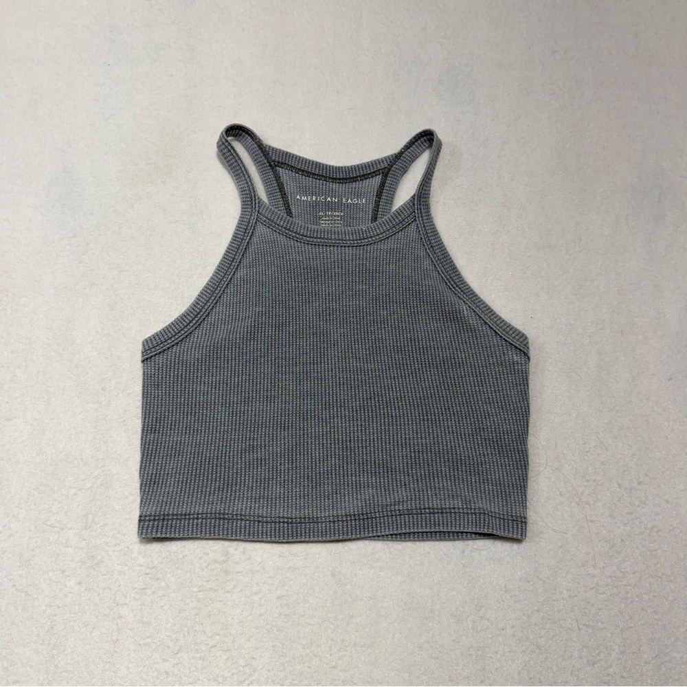 Blue Gray Ribbed Women's Tank Top